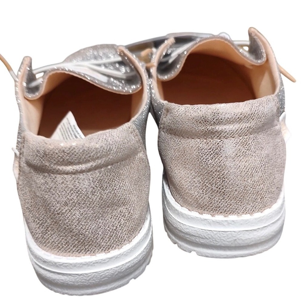 Hey Dude Wendy Shoes Women Size 6 D Silver New Sparkling Glitter Slip On Loafers - Picture 6 of 11